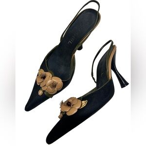 Vintage CHANEL Camellia Slingback Heels SIZE:37.5